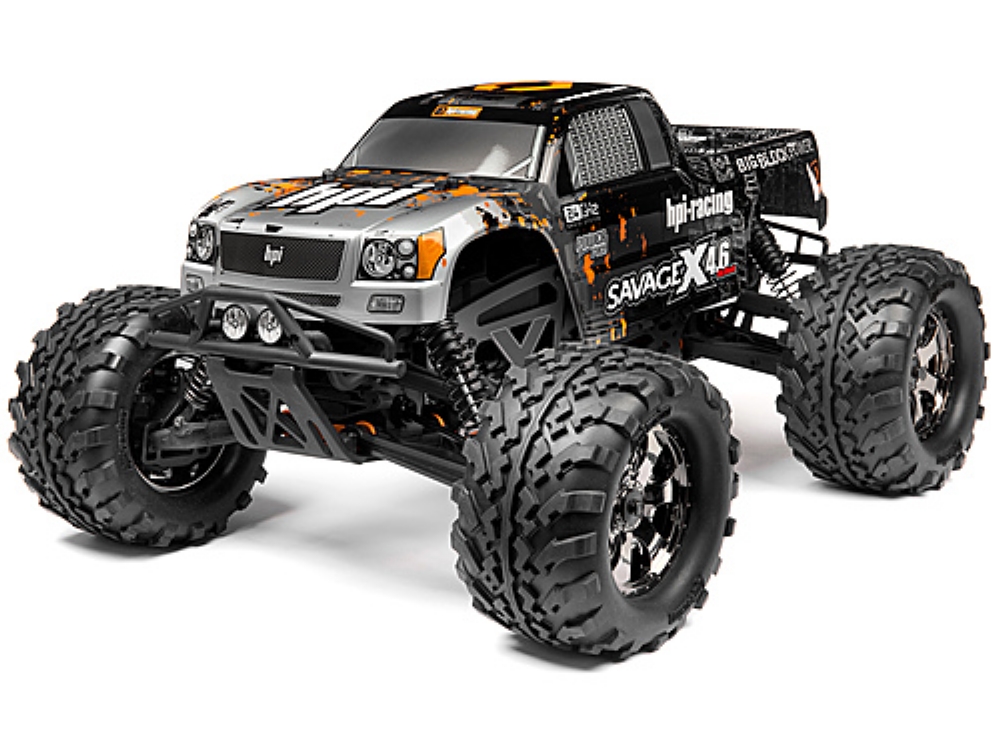 Просмотр фото... Модель монстр-трака HPI Savage X 4.6 (ДВС / аппаратура 2.4GHz / SILVER/BLACK /(NEW) рото-стартер / готовый комплект)